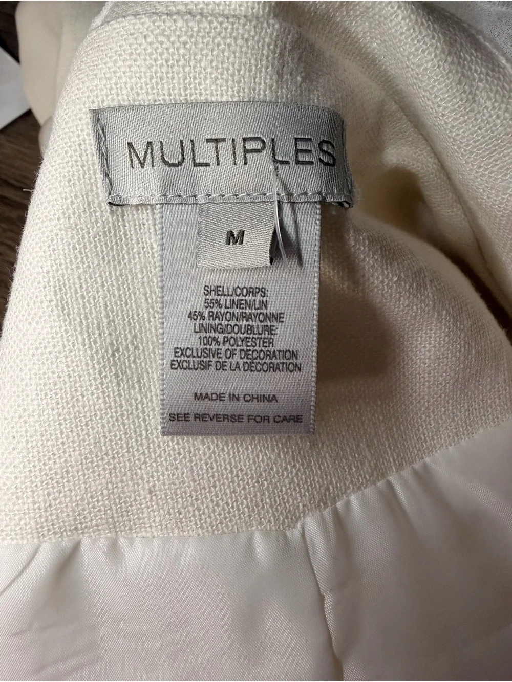 Women’s Linen Cream Double-Breasted Ruffle Cuff Coat Size M Boho Cottagecore